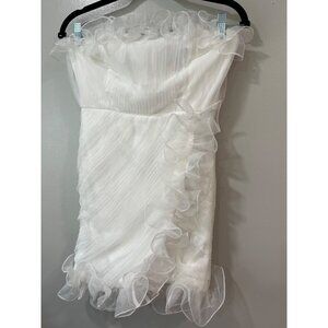 Blue Blush Womens Strapless White Party Cocktail Dress Size Small NWT‎